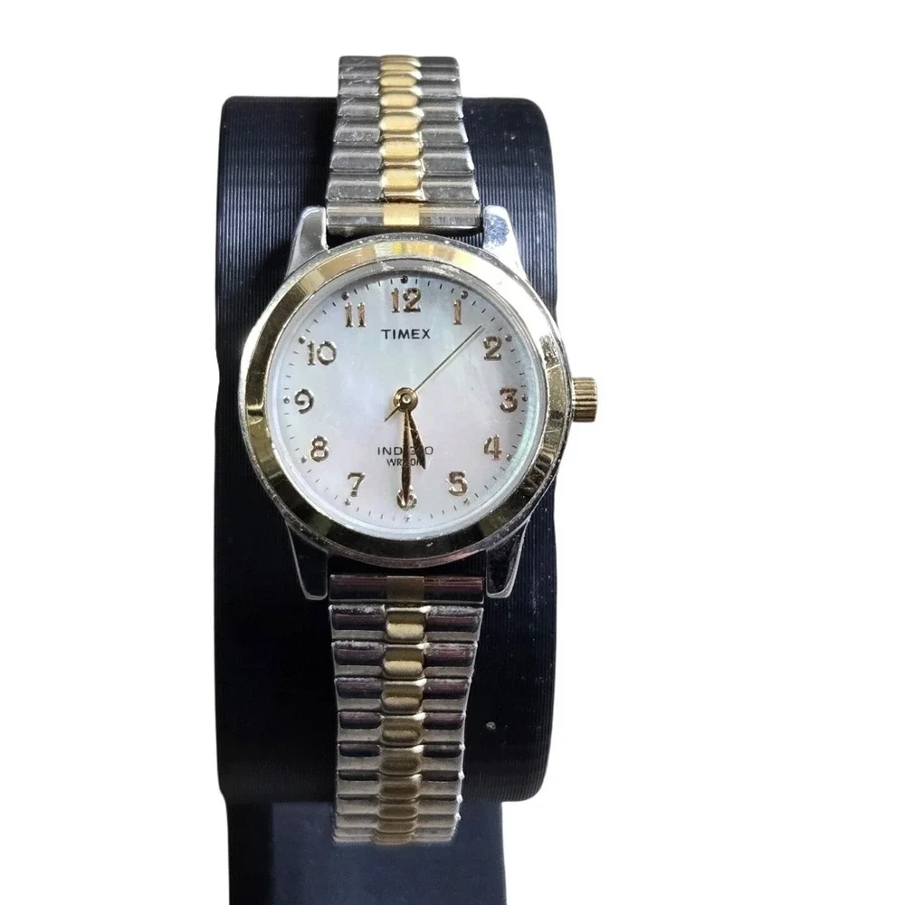 Timex Indiglo T2M828  Mother Pearl Dial Two-Tone Expansion Band Women's Watch